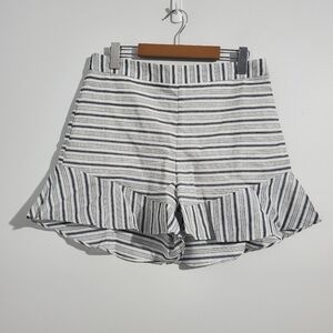 Linen Lux Shorts Women's 12 High-waist Linen/Cotton Preppy Chic Stripes
